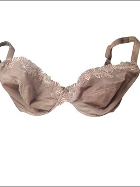 Panache Lace-Trim Underwire Bra in Taupe